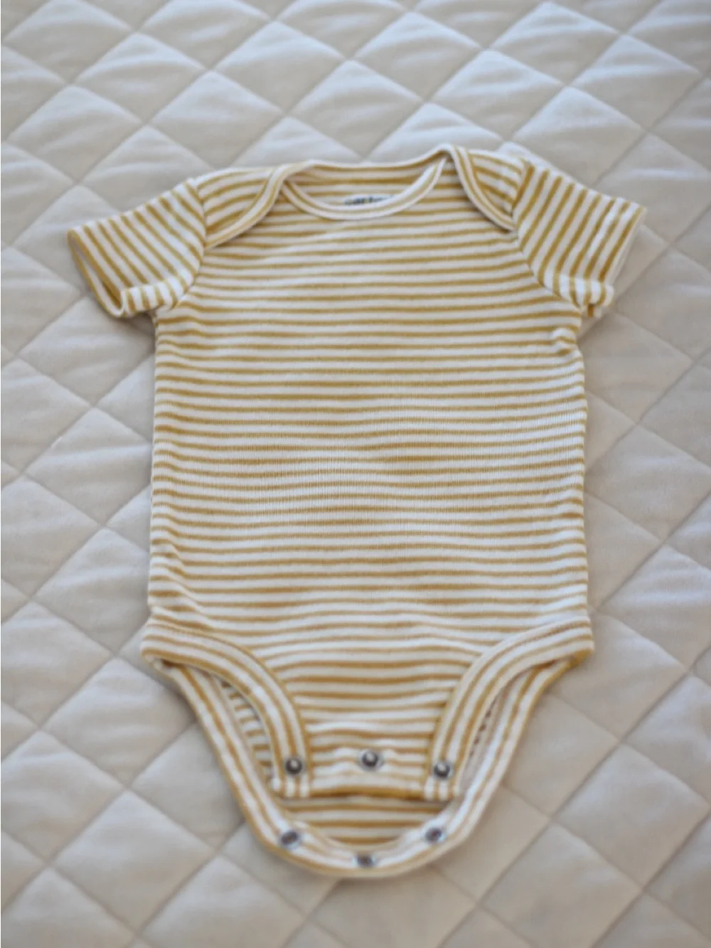 Carter's Short-Sleeve Striped One-Piece Bodysuit in Cream and Yellow